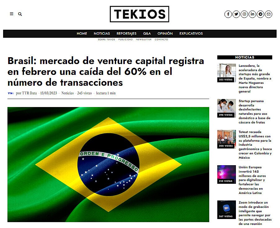 Brasil: mercado de venture capital registra en febrero una cada del 60% en el nmero de transacciones